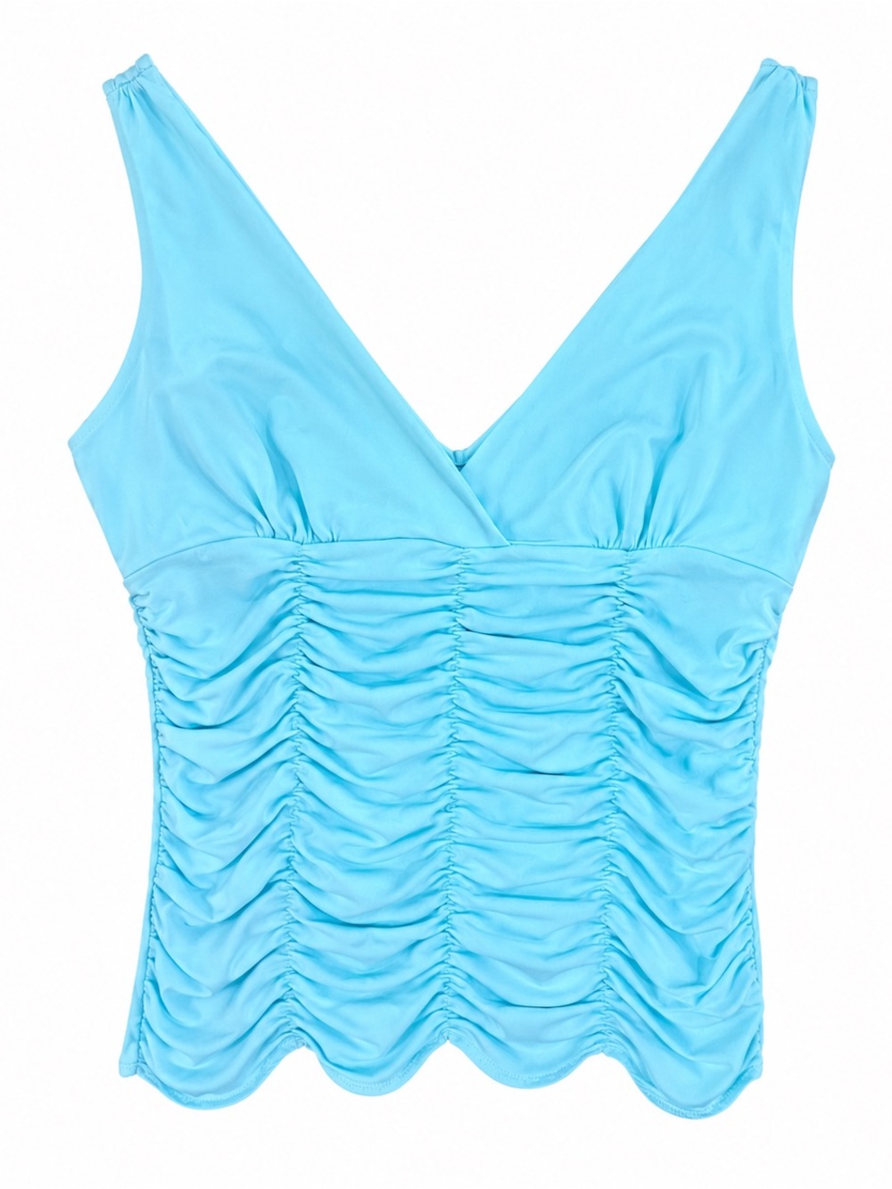 Express Light Blue V-Neck Ruched Tank